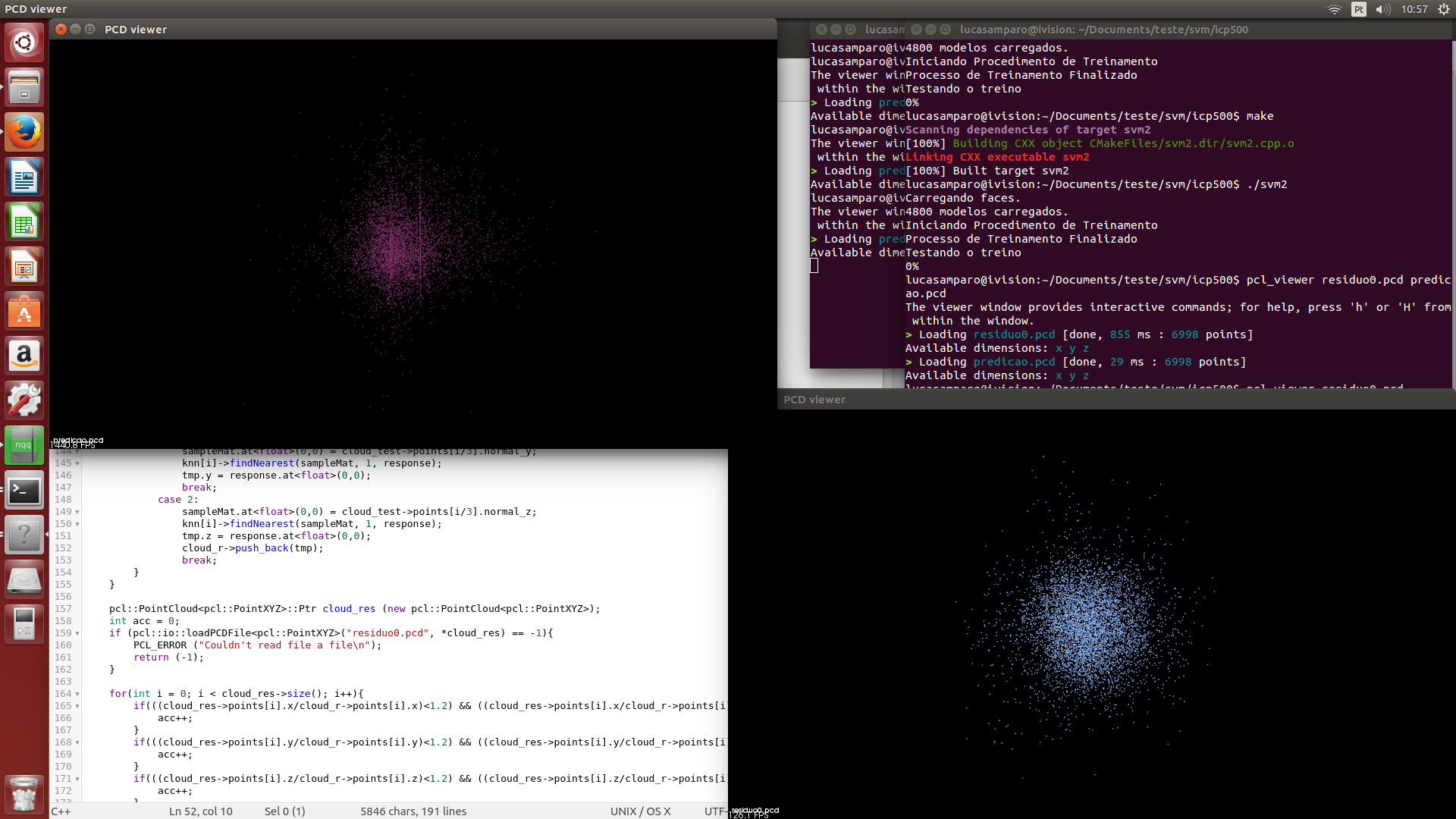 Results from the train. The first cloud, the regression. The second, the target